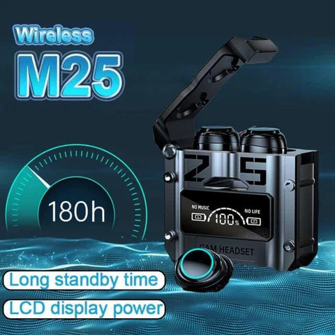 M25 Bluetooth 5.3 Earbuds with Long-Lasting Battery - 1 Pcs - Black/Silver