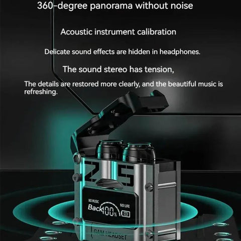 M25 Bluetooth 5.3 Earbuds with Long-Lasting Battery - 1 Pcs - Black/Silver